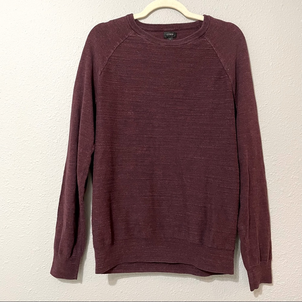 J Crew Maroon Cotton Long Sleeve Crew Neck Sweater M